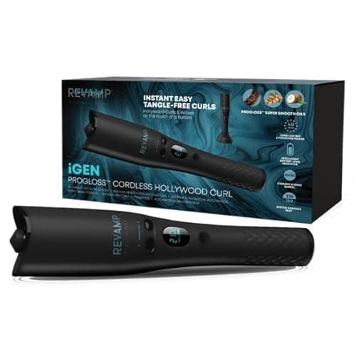 Image of REVAMP Hollywood Curl Cordless Auto-Rotate Curler, Automatic Rotating Styler - Ceramic, Ionic Barrel, Waver for Tight Curls, Beach Waves - Rotating Hair Styler, Wavy Hair Curler Tong