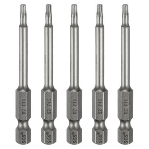 Image of sourcing map 5pcs T10 Torx Head Screwdriver Bit 1/4" Hex Shank 2.6" (65mm) Long Magnetic No Hole Tip Tamper Proof 6 Point Star Screw Driver Drill Bits S2 Steel Industrial Power Screwdrivers