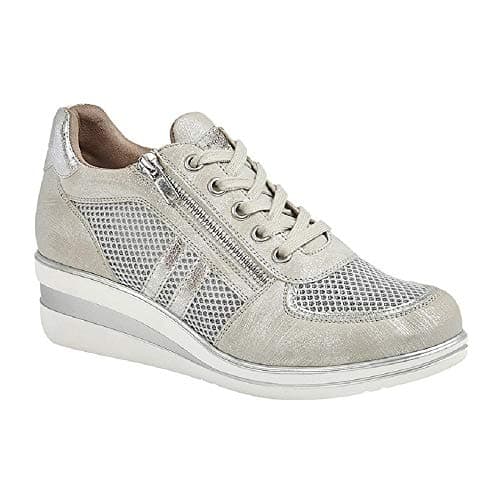 Image of Cipriata JONE Ladies Lace/Zip Trainers Silver Metallic UK 7