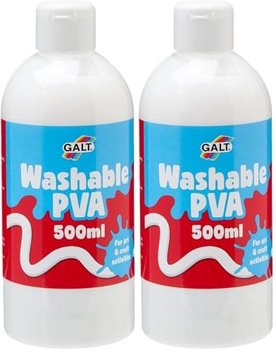 Image of Galt Washable PVA Glue for Crafting, 500ml - Slime Making Easy Clean Kids Glue, Washes Out of Clothes - Clear Arts and Crafts Glue for Paper, Card, Wood and Fabrics - Children Safe, Ages 3 Years Plus