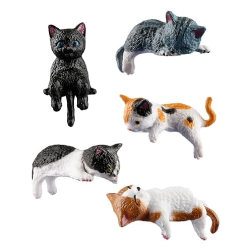 Image of Wellrun 5PCS Mini Cat Figurine,Cute Realistic Cats Dolls,Adorable Miniature Cat Display for Desk,Office,Car Interior Decoration