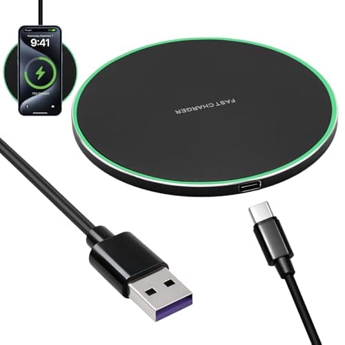 Image of Fast Wireless Charger 35W Qi Wireless Charging Pad, Ultra Slim Phone Charging Station with USB-C, Case Friendly Wireless Phone Charger for iPhone 17 16 15 14 13 12 Galaxy S25 S24 S23