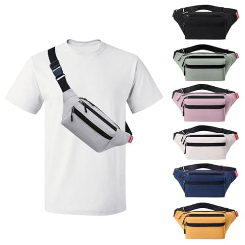 Image of Risipu Bum Bag for Men Women, Lightweight Water-Resistant Waist Packs with Adjustable Belt & 3 Zipper Pockets, Fashionable Fanny Pack for Travel, Running, Hiking, Cycling (Grey)