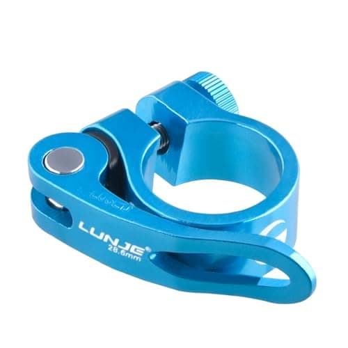 Image of Azarxis Bike Seat Post Clamp Aluminum Alloy Quick Release Bicycle Seatpost Tube Clip 28.6mm 31.8mm 34.9mm for Mountain, Road, Fixie, Track, Folding, DH, MTB, BMX Bikes Gear (Blue - 31.8mm)