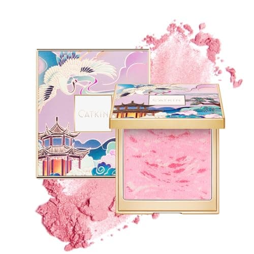 Image of CATKIN Powder Blush, Blusher & Highlighter Make Up for Cheeks, Highly Pigmented and Buildable, Nude Coral Pink Shimmering Blush Creates a Lightweight Natural Finish, 10g