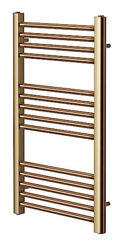 Image of Greened House Brushed Brass Straight Heated Towel Rail 500mm Wide x 800mm High Flat Central Heating Radiator