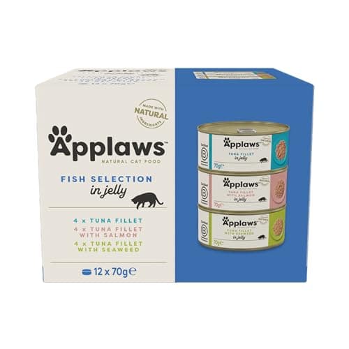 Image of Applaws Natural Wet Cat Food Adult , Fish Selection Multipack in Jelly 70g Tin (Pack of 12)