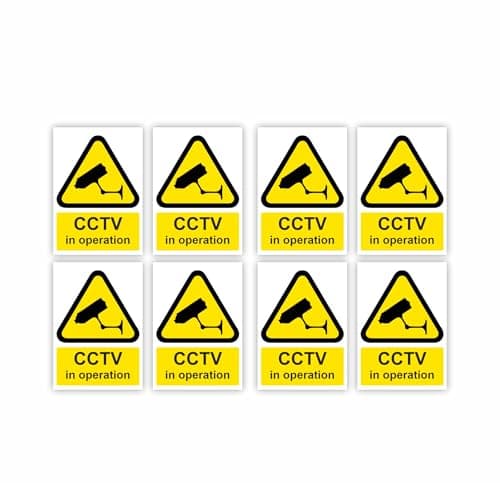Image of Small-Sized Multipack / 35x55mm Each (8-Pack) / CCTV Warning Self-Adhesive Signage/Vinyl Decals Removable & Wipeable/Indoor or Outdoor Stickers/Gloss Finish /