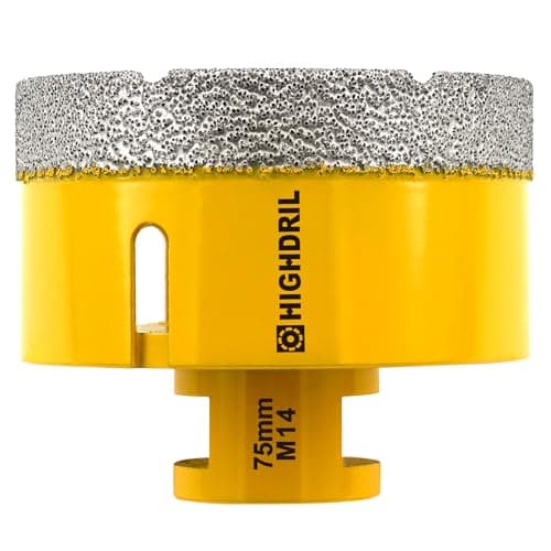 Image of HIGHDRIL Diamond Core Drill Bit - 3"(75mm) with M14 Thread Dry drilling for Porcelain Tile Ceramic Granite Marble Stone Masonry Brick for Angle Grinders
