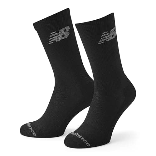 Image of New Balance Mens Everyday Performance 10 Pack Crew Socks, Black, M UK