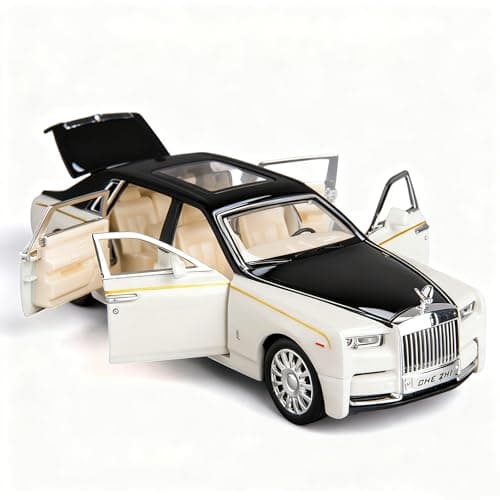Image of TGRCM-CZ 1/32 Rolls-Royce Phantom Model Car Toy Car with Sound and Light for Kids Boy Girl, Metal Body Door Opened White