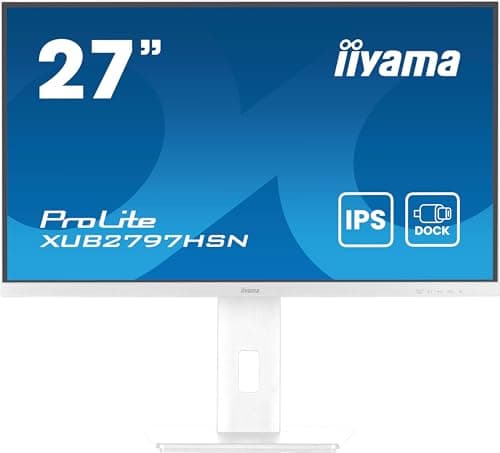 Image of iiyama XUB2797HSN-W2 27 inch IPS (White Bezel) USB-C Dock Display 65W Charging, 4ms, Full HD 1920x1080, RJ45/HDMI/DP, 1 x DP-OUT(MST), 4 x USB Hub, Height Adjustable Stand, TUV-GS, 5 Yr Warranty