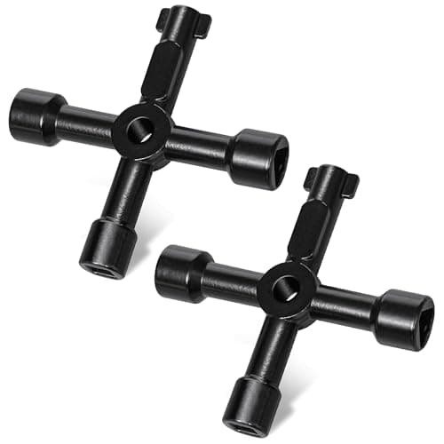 Image of ZAVIA 2Pcs 4 Way Multifunction Utility Key | Black Meter Box Key | Triangle, Square, Panel Key for Cupboard, Cabinet, Water, Gas, Electric & Plumbing Applications | Four Way Service Utility Key