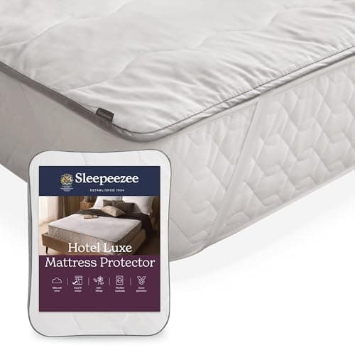 Image of Sleepeezee Hotel Luxe Mattress Protector - Quilted Silky Soft Fabric - Filled with Anti-Allergy Fibres - Protect Against Spills & Stains - Hotel Comfort & Luxury Sleep - Washable Bed Cover, King