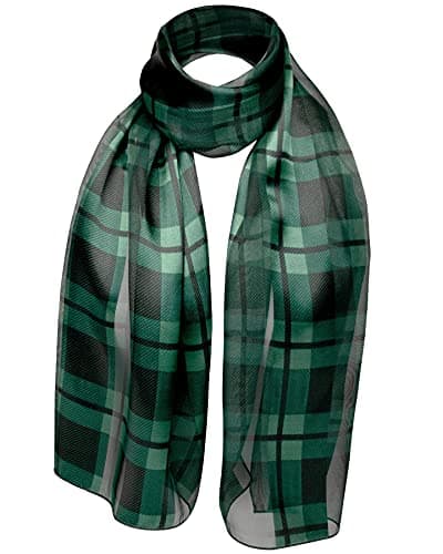 Image of Unisex Men Women Classic Scottish Tartan Checked Satin Stripe Silky Scarves, Great Gfit, 152 x 35cm (60 x 14 inches)