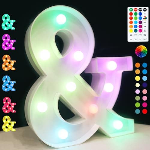 Image of Light Up Colorful LED Marquee Letter Lights, 18 Colors Changing Alphabet Letters Sign with Remote Timer for Night Light Wedding Birthday Party Lamp Christmas Home Bar Decor- Colorful &