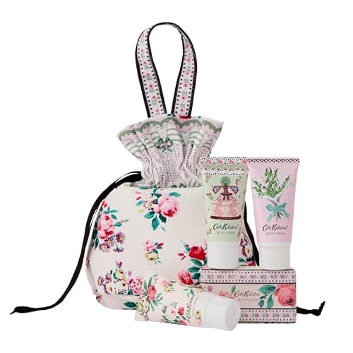 Image of Cath Kidston Hand Cream, Body Cream and Wash 3x 30ml, Scented Soap 100g, Drawstring Bag For Travel Beauty Essentials, She Butter, Gift For Her, Cruelty and Vegan Friendly