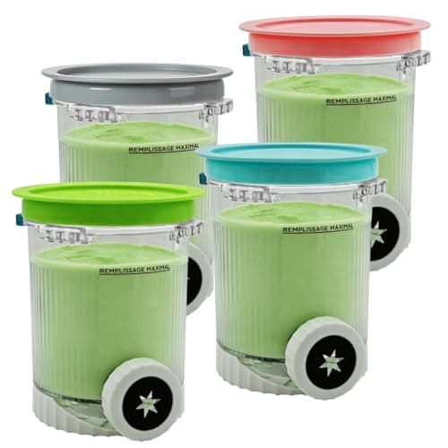 Image of 4 Pack Creami Tubs for Ninja Swirl by CREAMi Soft Serve & Ice Cream Maker NC701UK NC701 NC700 Series, Replacement Ice Cream Containers Pints Pots and Lids for Ninja Creamy, BPA-Free & Dishwasher Safe
