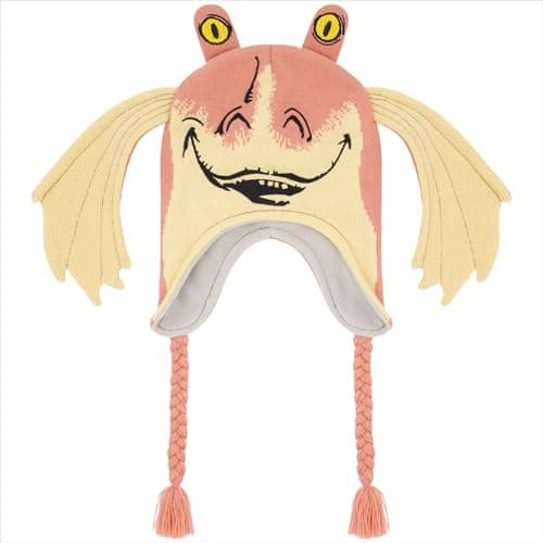 Image of Star Wars Jar Jar Binks Beanie Hat, Peruvian Winter Knit Cap with 3D Gungan Ears and Tassels, Multi, One Size, Multi, One size