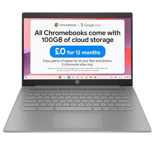 Image of HP Chromebook 14" | Intel Celeron N4500 Processor | 4GB RAM | 64GB eMMC | Intel UHD Graphics | HD Anti-glare Display | Chrome OS | Dual Speakers | USB-C Fast Charging | Modern Grey | 14a-ne1000na
