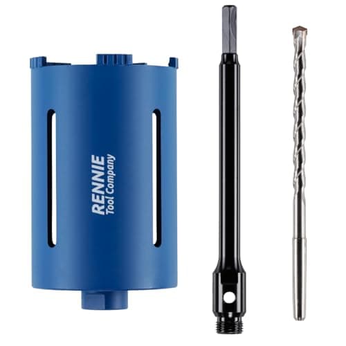 Image of 91mm x 150mm Long Diamond Core Drill Bit Set with 240mm Long HEX Shank Adapter & Centre Drill Bit. To Be Used In Concrete Masonry Brick Block Stone Granite