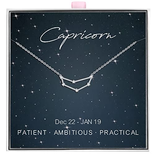 Image of ALoveSoul 925 Sterling Silver Constellation Horoscope Zodiac Capricorn Necklace, Gift for Women Girls
