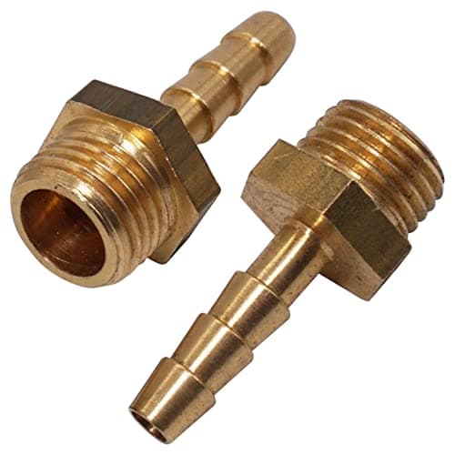 Image of SKIR'CO 2 pcs Male Thread Barb Brass Fitting 1/4" x 6 mm, Hose Barbed Adapter, Hose Tail Connector, BSP Thread