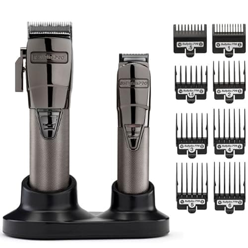 Image of BaBylissPRO Cordless Super Motor Hair Clipper and Trimmer, Professional Mens Grooming Set, Precision Japanese Steel Blades, 6 Guides Cutting Grades 1-6, BAB8705U, Black