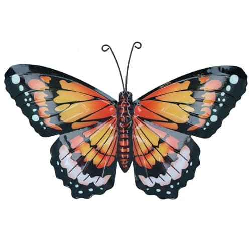 Image of AB Tools Medium Metal Orange Butterfly Wall Art Garden/Home Ornament 21.5 X 33.5CM
