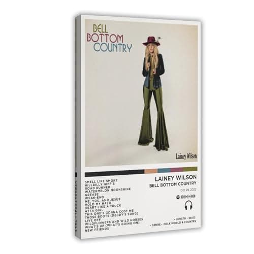 Image of KJUFE Lainey Wilson Bell Bottom Country Album Cover Canvas Poster Bedroom Decor Landscape Office Room Decor Gift 08x12inch(20x30cm)