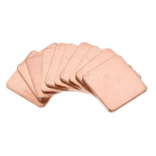 Image of sourcing map Flat IC Chipset Thermal Copper Heatsink for CPU GPU 15 x 15 x 1mm 10pcs