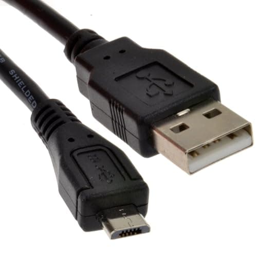Image of kenable USB 2.0 A to Micro B Cable Data Sync and Charging Lead 24AWG Shielded 480Mbps 0.3m BLACK