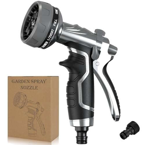 Image of NEW Heavy-Duty Metal Hose Pipe Spray Gun, 8 Adjustable Spray Patterns Garden Hose Spray Gun, Leak-Proof Hose Gun, Garden Hose Nozzle for Watering, Cleaning, Washing Cars, Compatible with UK Hoses