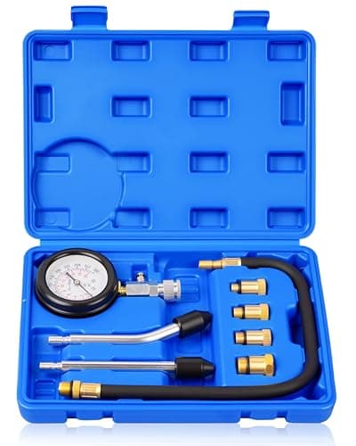 Image of Professional Petrol Engine Compression Tester Kit Set for Automotives and Motorcycles - Blue
