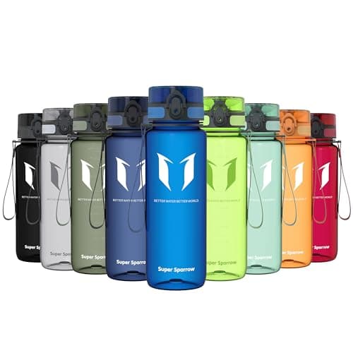 Image of Super Sparrow Sports Water Bottle - 750ml - Non-Toxic BPA Free & Eco-Friendly Tritan Co-Polyester Plastic - For Running, Gym, Yoga, Outdoors and Camping