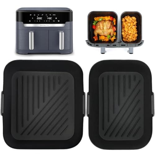 Image of BYKITCHEN Silicone Air Fryer Liner for Tefal XXL Dual Easy Fry 11L Airfryer, Accessories for Tefal Dual Drawer 6.5L+4.5L EY942BG0, Silicone Tray for Air Fryer Basket Cooking Baking