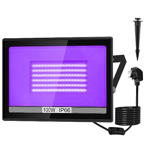 Image of NATPOW 100W Black Light, UV Lights LED Ultraviolet Flood Lights Outdoor 395nm IP66 Waterproof Stage Light Decoration Lighting for Fluorescent Party,Disco,Halloween,Bar,Christmas,Aquarium(1 Pack)