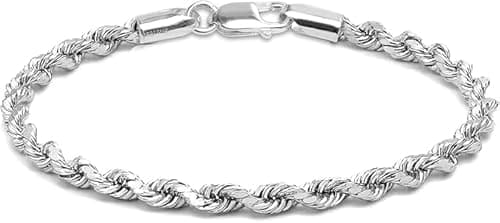 Image of Silver Twisted Rope Bracelet Hip Hop Jewelry 316L Stainless Steel For Men and Women's Thick Rope Chain Bracelet for Men and women