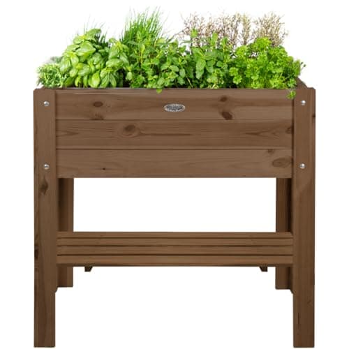 Image of idooka Rectangular Wooden Outdoor Plant Box Stand - Vegetables, Fruit, Flowers, Plants & Herb Planter w/Garden Storage Shelf - Raised Beds for Garden, Greenhouse, Balcony, Indoors - Strawberry Planter