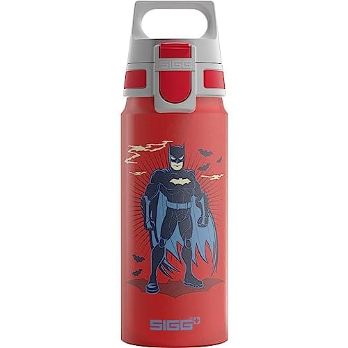 Image of Sigg - Aluminium drinking bottle for children - WMB ONE Batman stand - suitable for carbonated drinks - leak-proof - feather-light - BPA-free - climate neutral certified - red - 0.6 litres