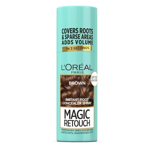 Image of L’Oréal Paris Magic Retouch Instant Root Concealer Spray, Quick Grey Coverage, Easy Application, Home, Salon Hair Dye or Hair Colour, Shade: Dark Brown, 75ml