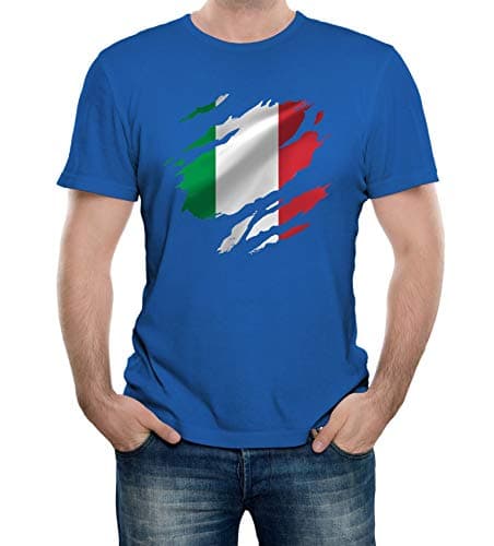 Image of Reality Glitch Torn Italy Flag Mens T-Shirt Royal Blue