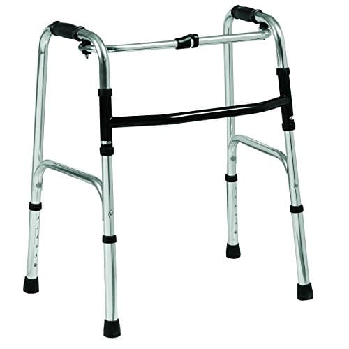 Image of Folding Lightweight Aluminium Walking Zimmer Frame Walker - Adjustable Height - Simple one Button Folding Mechanism