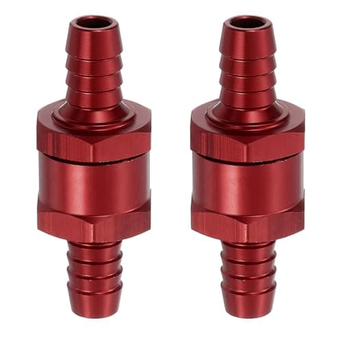 Image of sourcing map 2Pcs 10mm (3/8") Fuel Check Valve, Non-Return One Way Check Valve, Aluminum Alloy Control Accessories for Petrol, Diesel, Gas, Oil, Air, Water, Red