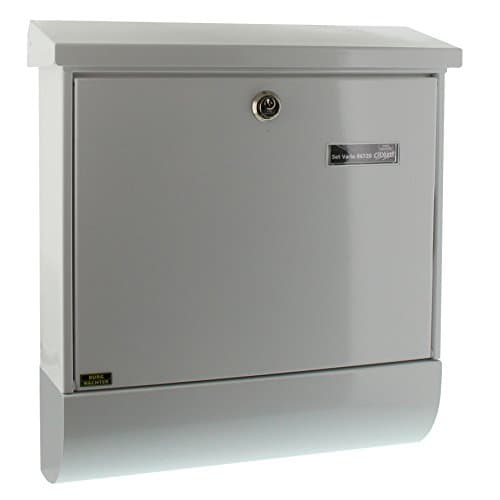 Image of Burg-Wächter Vario 86720 W Steel Letterbox Set with A4 Newspaper Box, Drop-in Format, Galvanised Steel, White