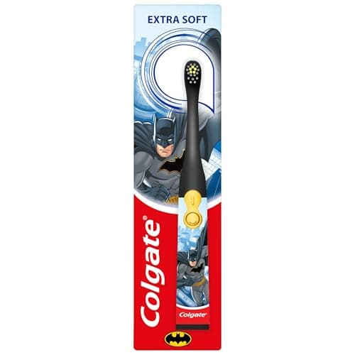 Image of Colgate Kids Battery Batman Extra Soft Bristles Toothbrush, 3+ Years, with Sonic Vibrating Bristles to Remove More Plaque and Slim Easy to Hold Handles
