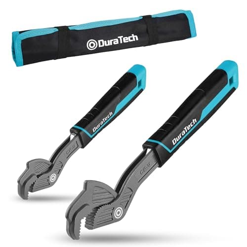 Image of DURATECH 2-Piece Self-Locking Spanner Set, 200 mm & 300 mm Self Adjusting Wrench, Adjustable Pipe Wrench 9–41 mm, CR-V Steel, Non-Slip TPR Handle for Plumbing, Mechanic & DIY
