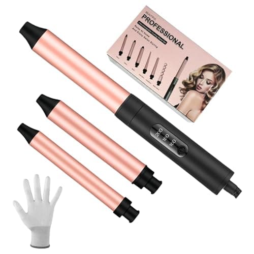 Image of Flintronic Curling Wand, 3 in 1 Curling Tongs, Professional Styler Ceramic Hair Curler with Heat-Resistant Glove, Adjustable Temperature Curling Iron for Short & Long Hair