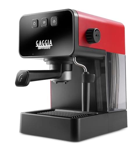 Image of Gaggia Espresso Style Manual Coffee Machine and Cappuccino Maker with Milk Frother, Lava Red