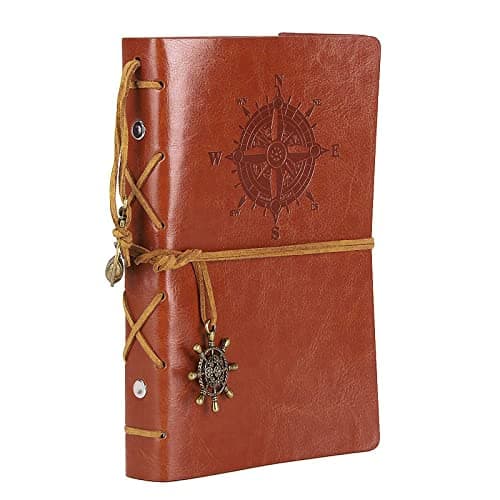 Image of NectaRoy Vintage Retro PU Leather Cover Notebook Journal Diary, Nautical Spiral Blank String Daily Notepad Travel to Write in, Kraft Paper, Classic Embossed, Loose Leaf
